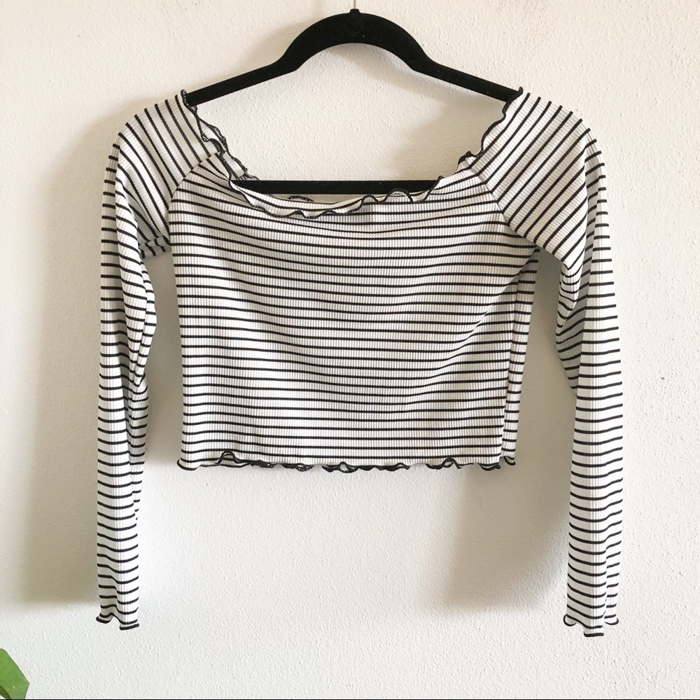 PRETTYLITTLETHING striped ribbed crop top 2